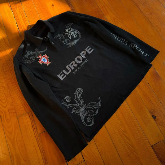 Retro Long Sleeve Polo Shirt Y2k Casual