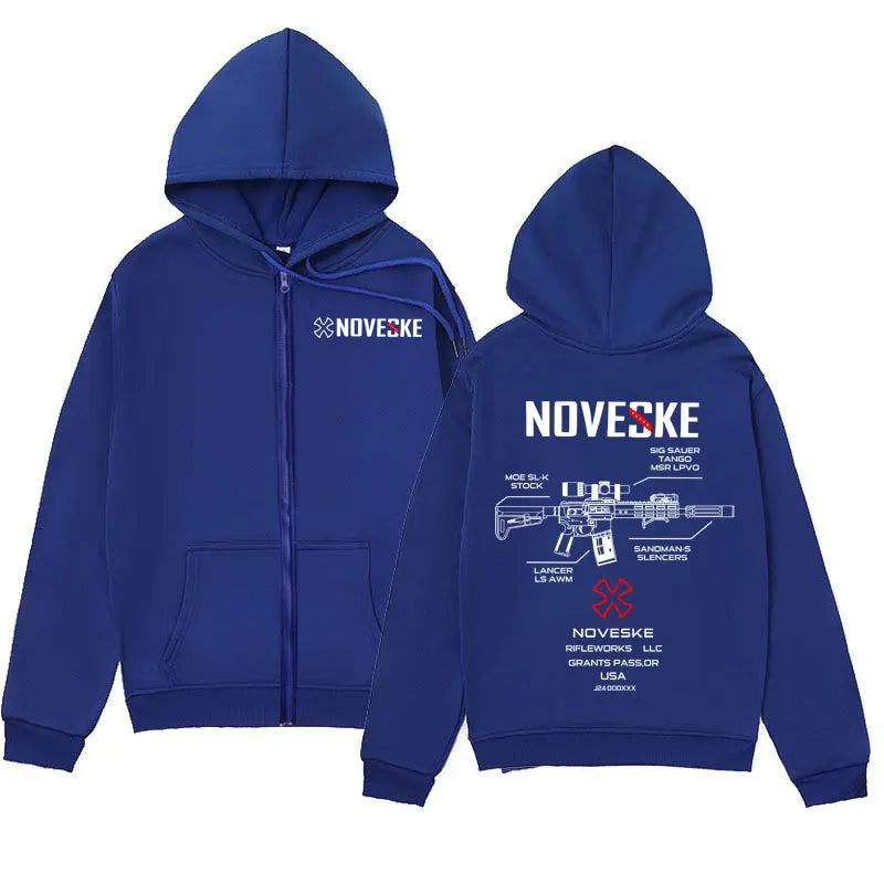 Casual Fleece Pullovers Streetwear Gun Noveske Graphic Zipper Hoodie