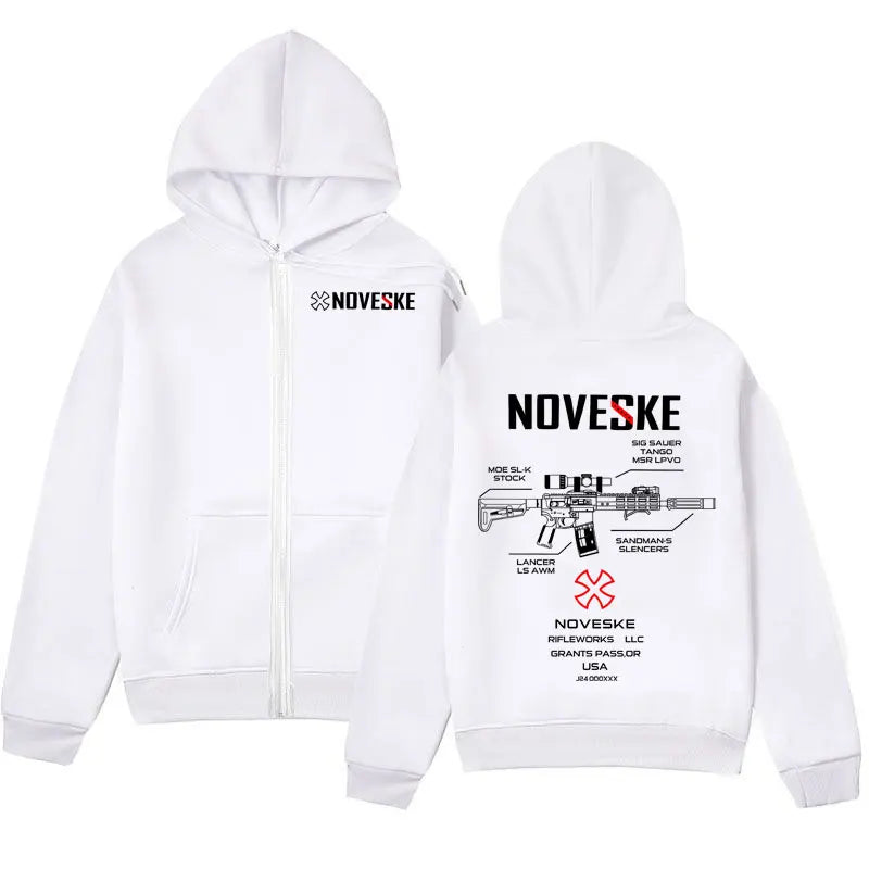 Casual Fleece Pullovers Streetwear Gun Noveske Graphic Zipper Hoodie