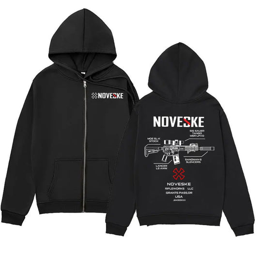 Casual Fleece Pullovers Streetwear Gun Noveske Graphic Zipper Hoodie